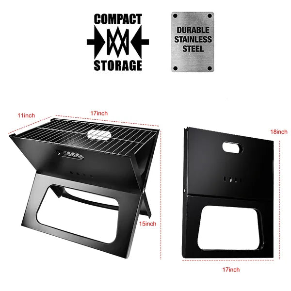 Foldable BBQ Grill For Camping, Picnic, RV Travel & Backyard Use