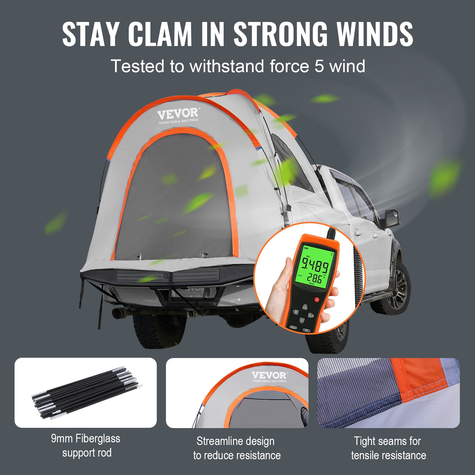 VEVOR Truck Bed Tent 6.4–6.7 Ft Waterproof Double Layer 2–3 Person