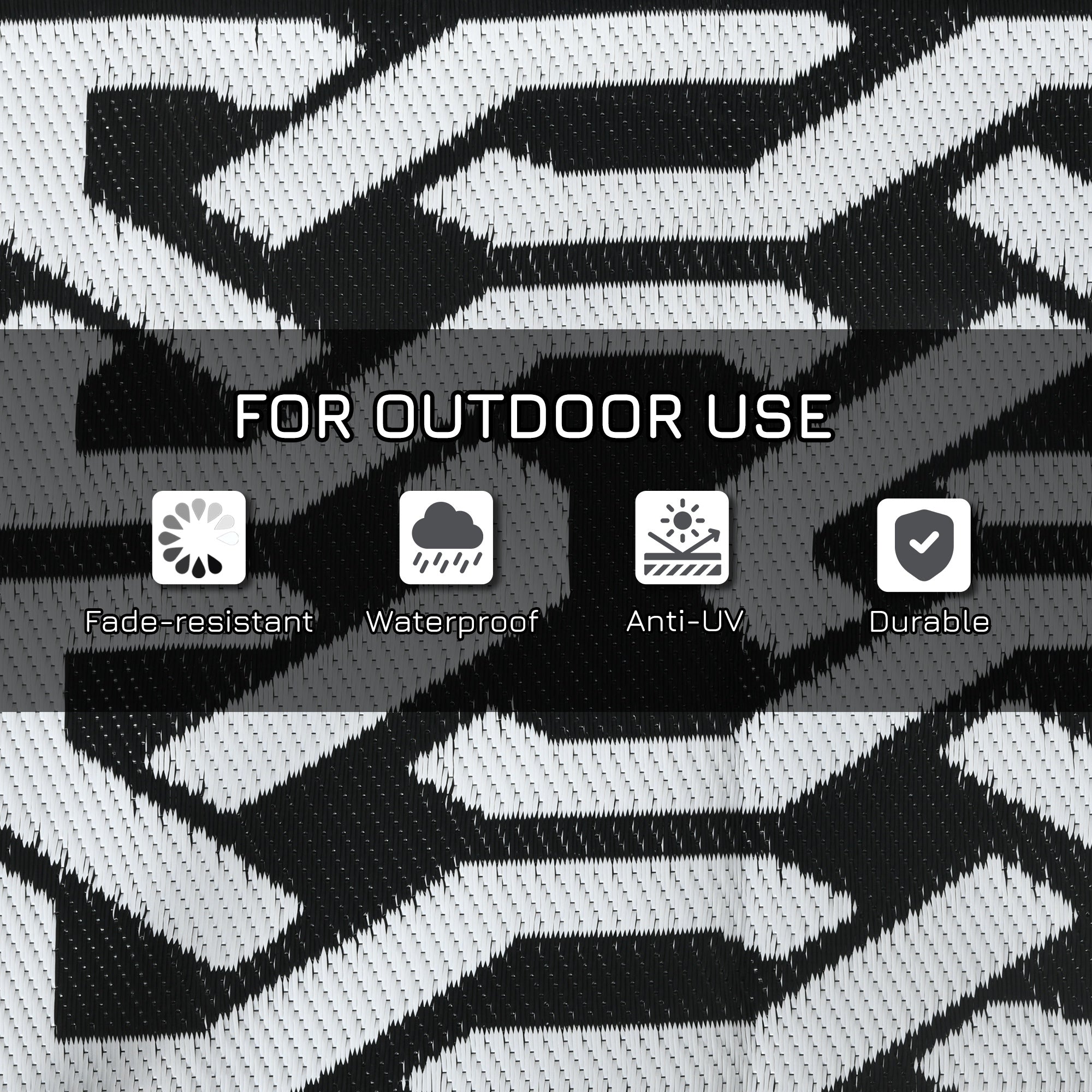 Reversible Outdoor RV Camping Rug With Carry Bag