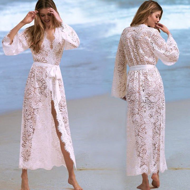 Lace Bikini Swimsuit With Sunscreen Cardigan Set