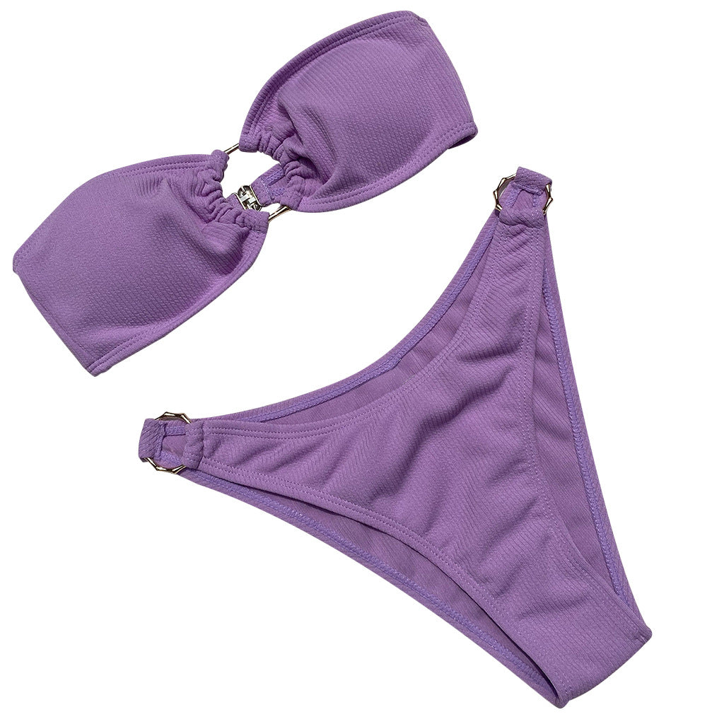 Women Back Buckle Bikini Swimwear Set