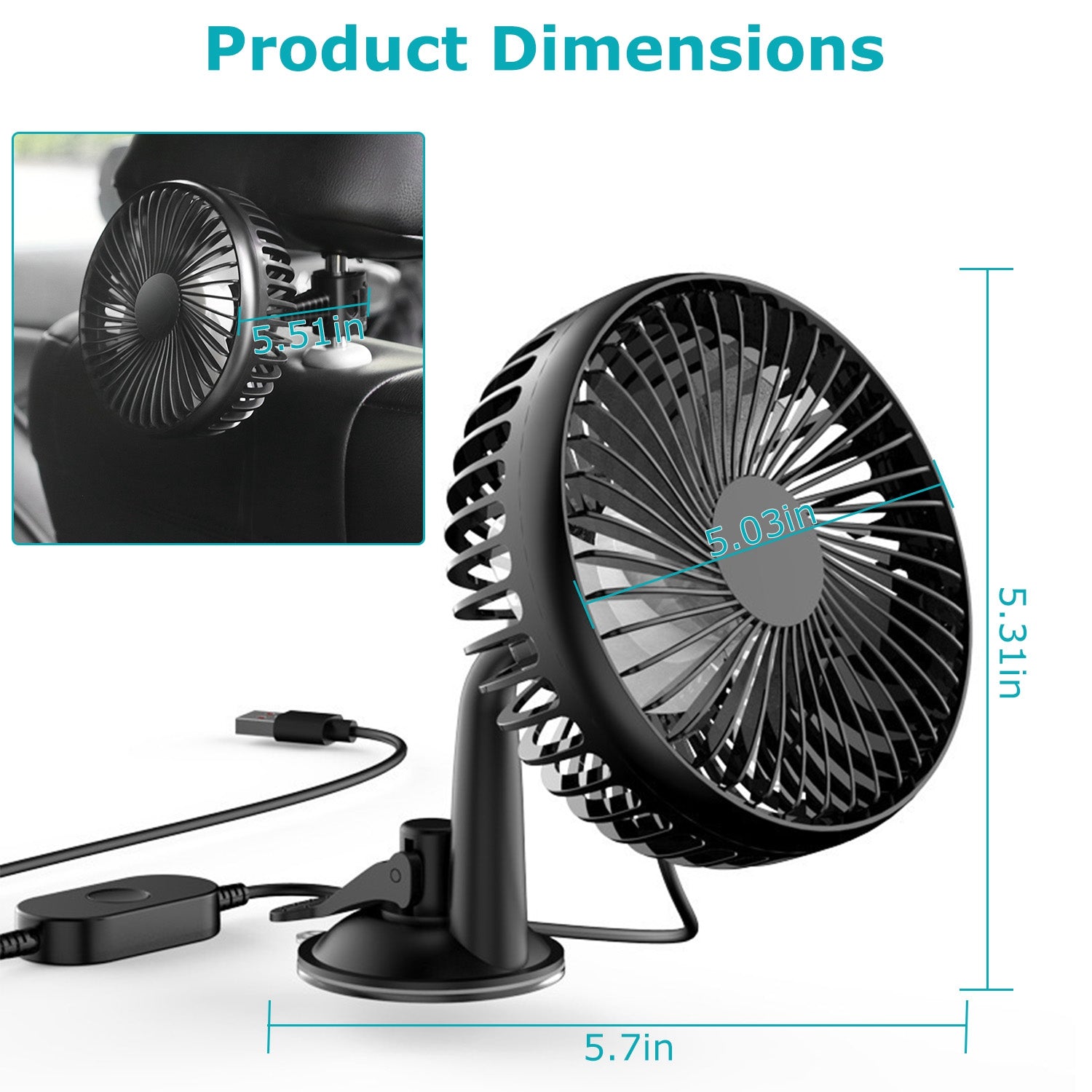 Portable 1Pc Car Cooling Fan