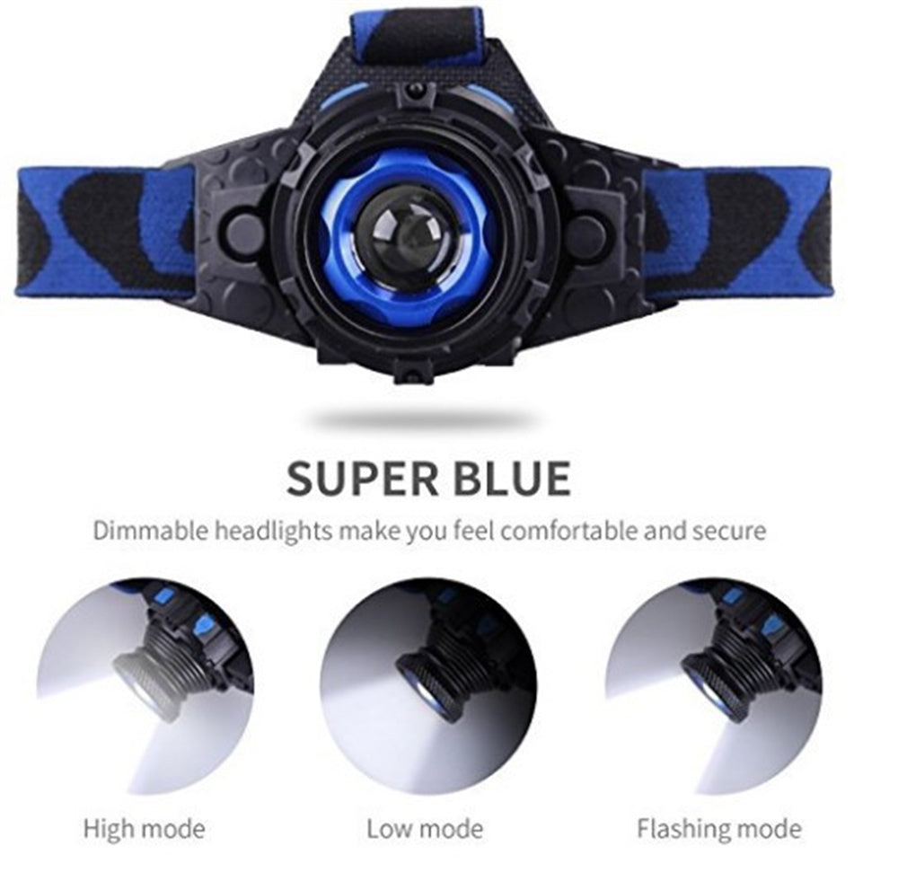 Rechargeable Polymer LED Headlamp Focus Beam Head-Mounted Camping Cycling Light