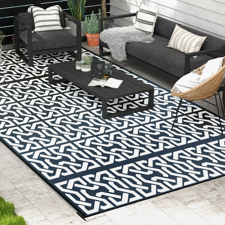 Reversible Outdoor RV Camping Rug With Carry Bag