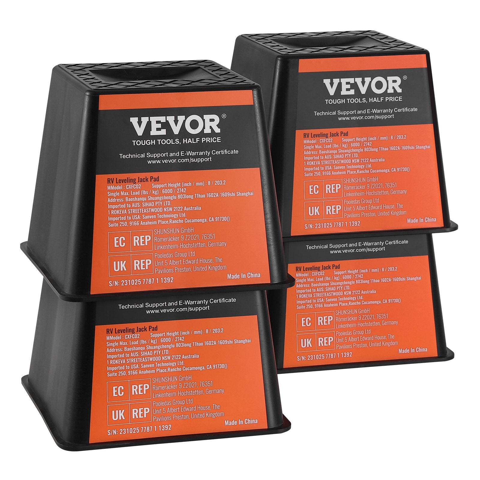 RV Jack Blocks 6000 Lbs Capacity Stabilizer Blocks 4-Pack
