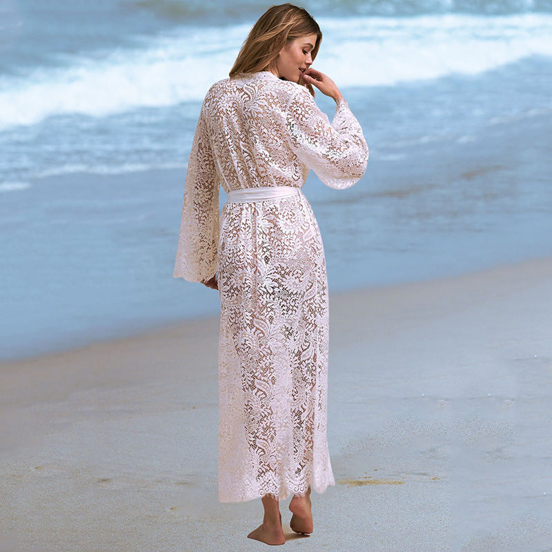 Lace Bikini Swimsuit With Sunscreen Cardigan Set