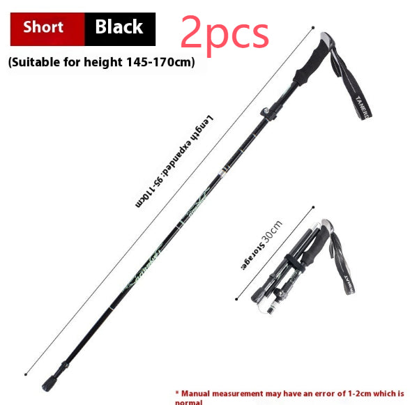 Alloy Foldable And Portable Telescopic Hand Hiking Alpenstock