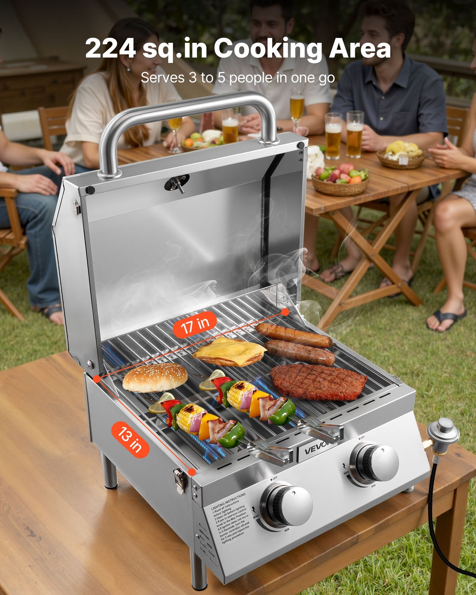2-Burner Stainless Steel Portable Gas Grill