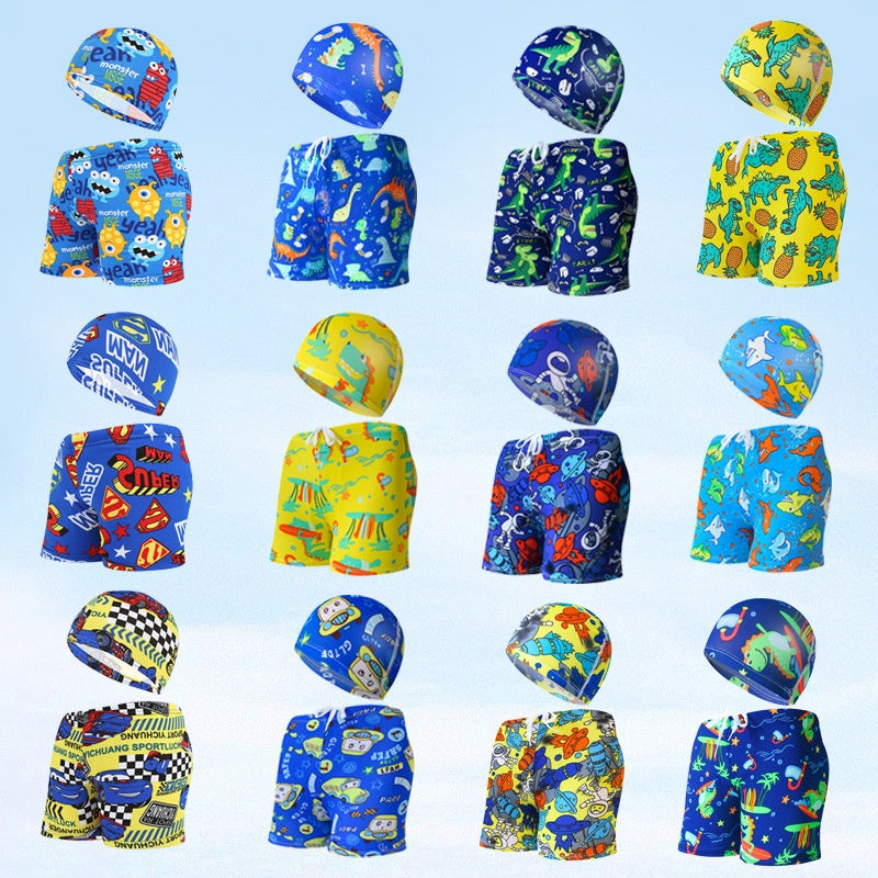 Children’s Swimming Trunks With Cap Beach Vacation Swim Set