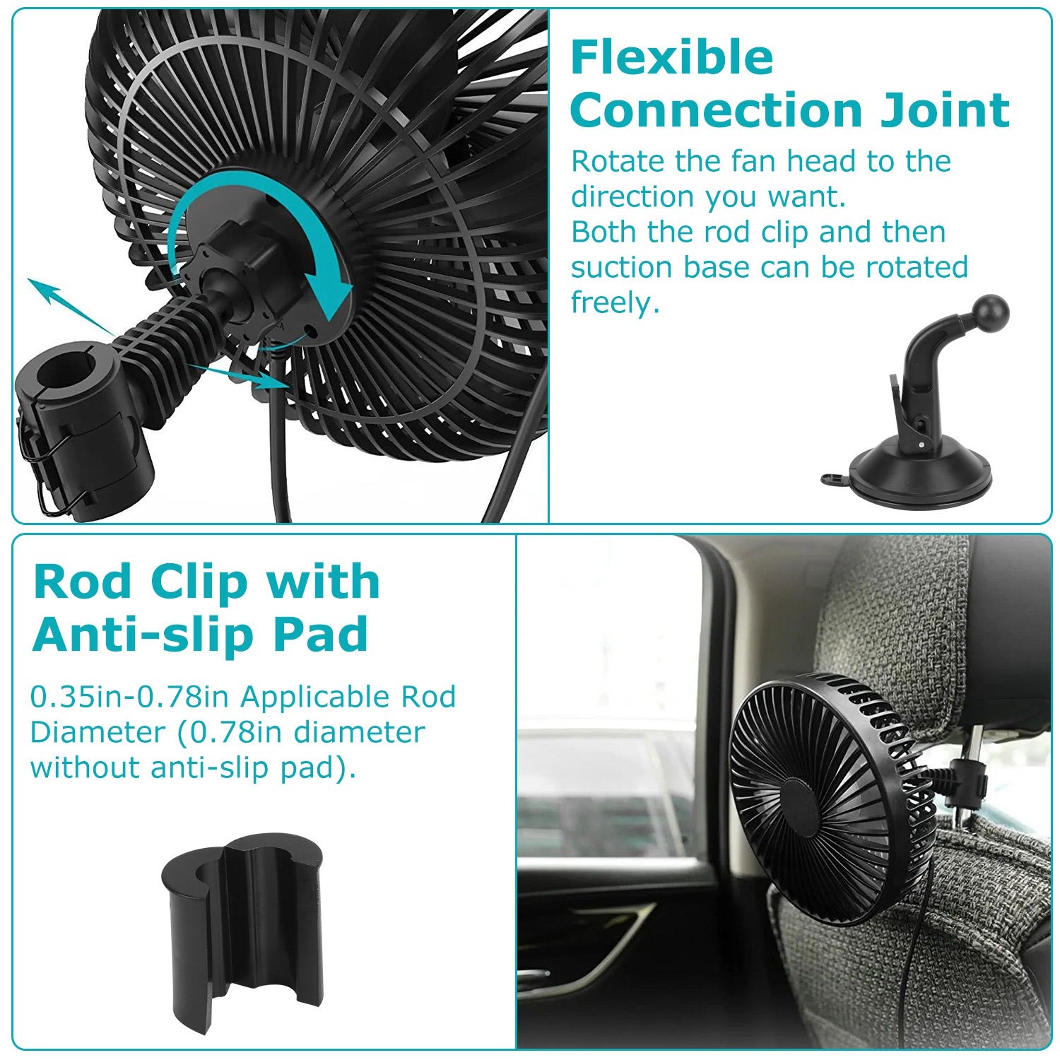 Portable 1Pc Car Cooling Fan