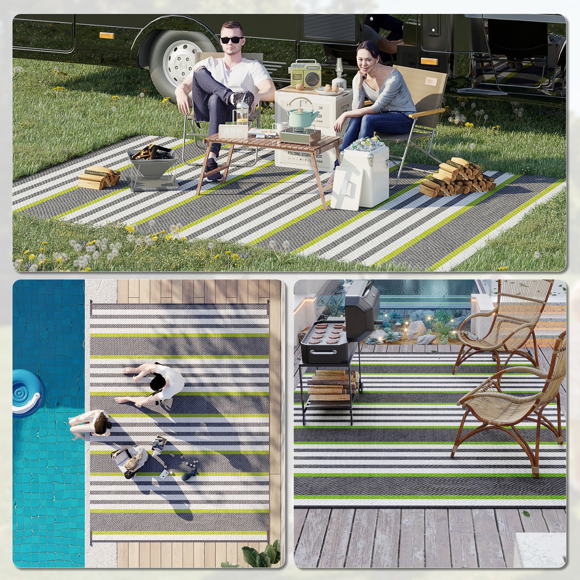 9x12 Reversible Waterproof Outdoor Rug