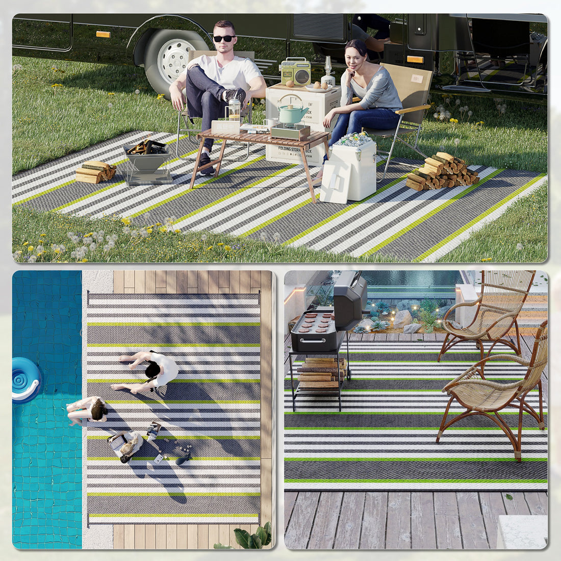 9x12 Reversible Waterproof Outdoor Rug