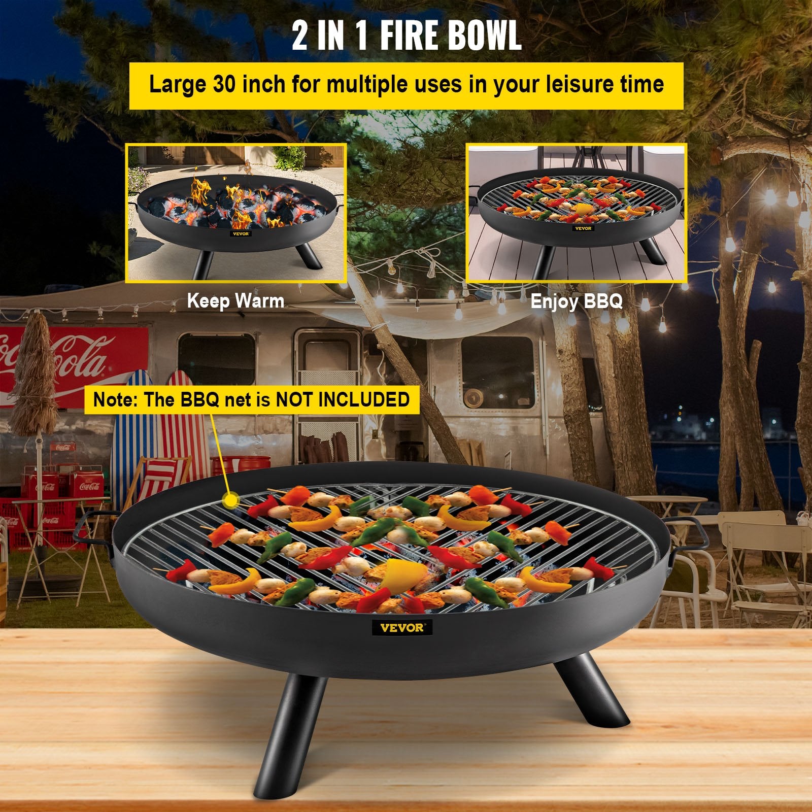 30 Inch Carbon Steel Fire Pit Bowl With Drain Hole