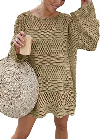 Woven Round Neck Beach Cover-Up