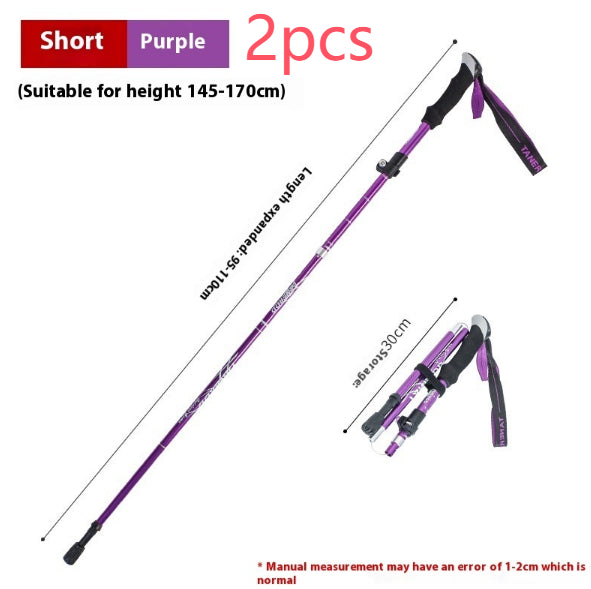 Alloy Foldable And Portable Telescopic Hand Hiking Alpenstock