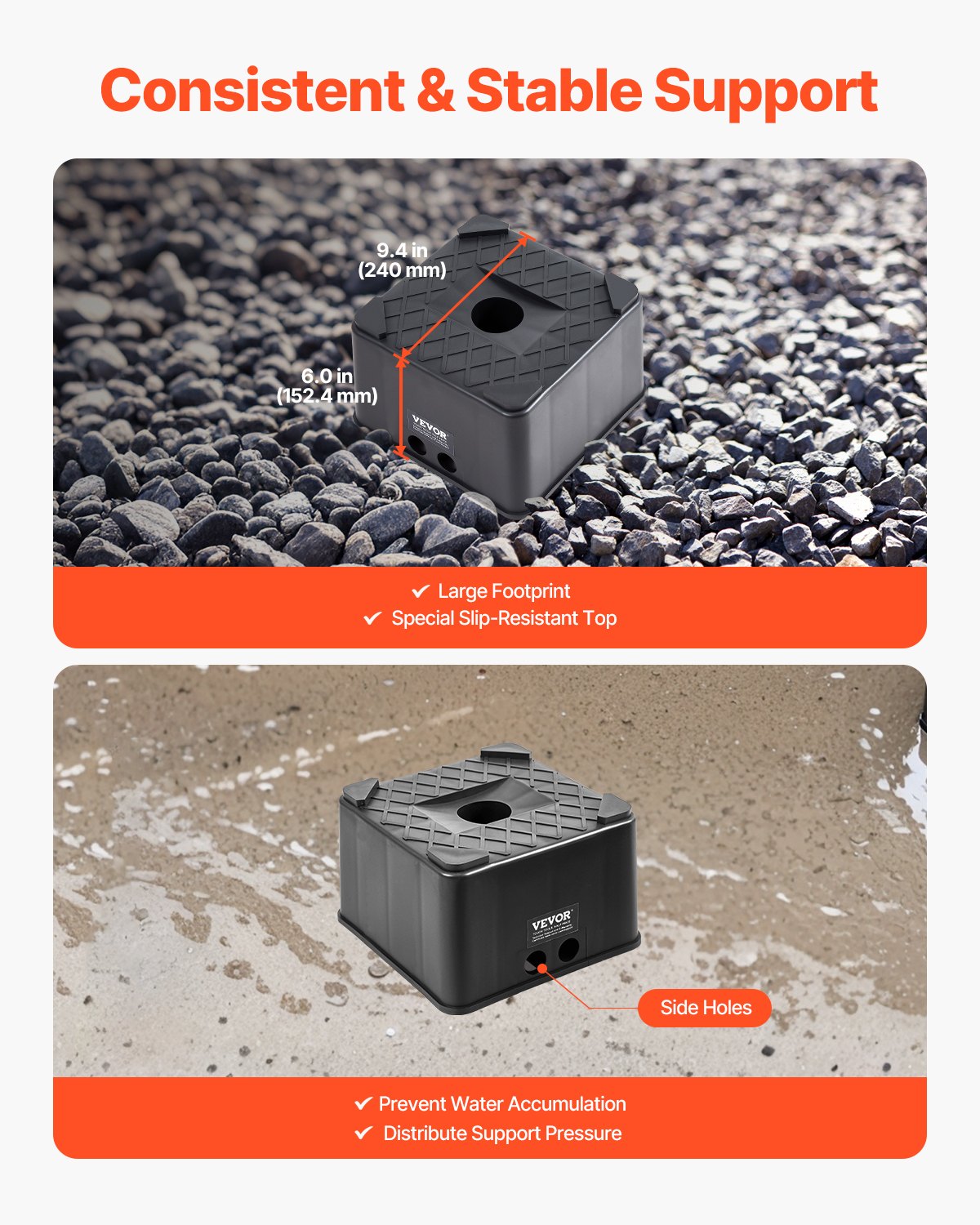 6 Inch Heavy Duty RV Leveling Block 6000 Lbs Capacity