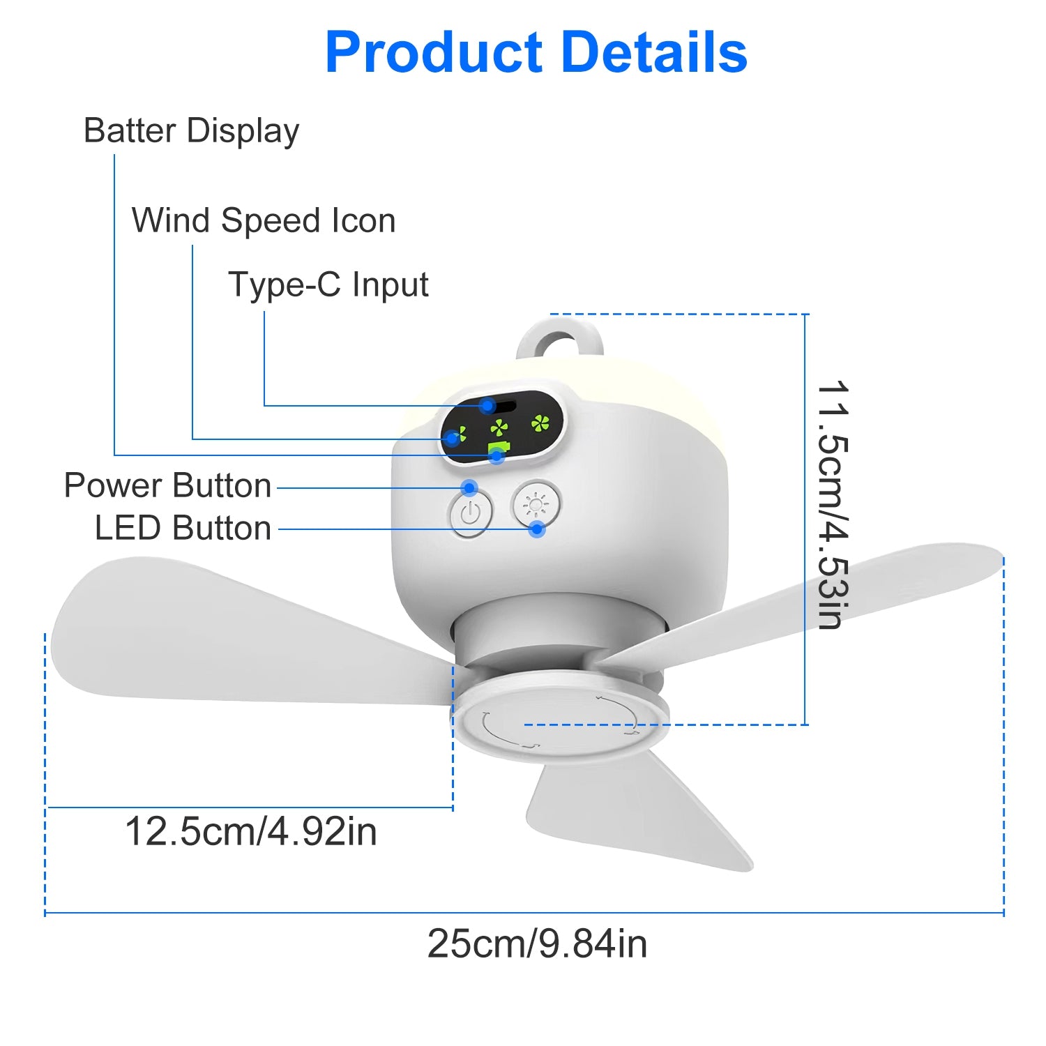 2 in 1 Portable Camping Fan With LED Lantern