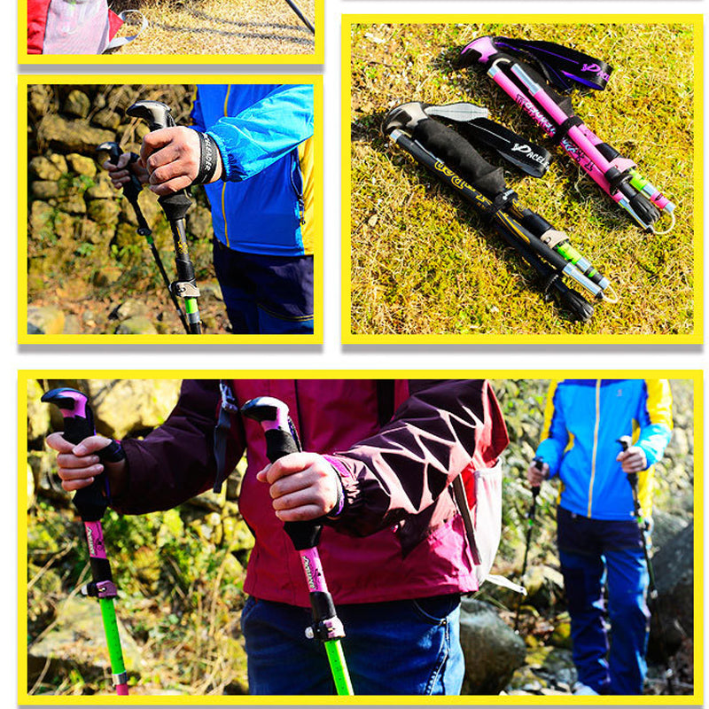 Outdoor Carbon Folding Trekking Poles Lightweight Hiking Sti