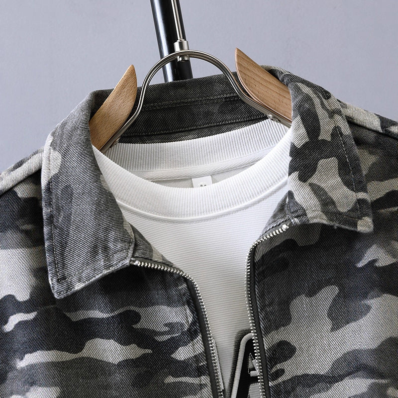 Camouflage American Polo Collar Jacket