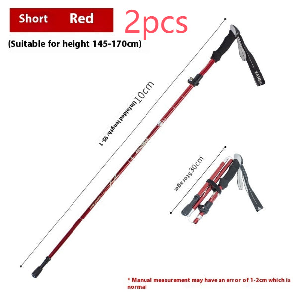 Alloy Foldable And Portable Telescopic Hand Hiking Alpenstock