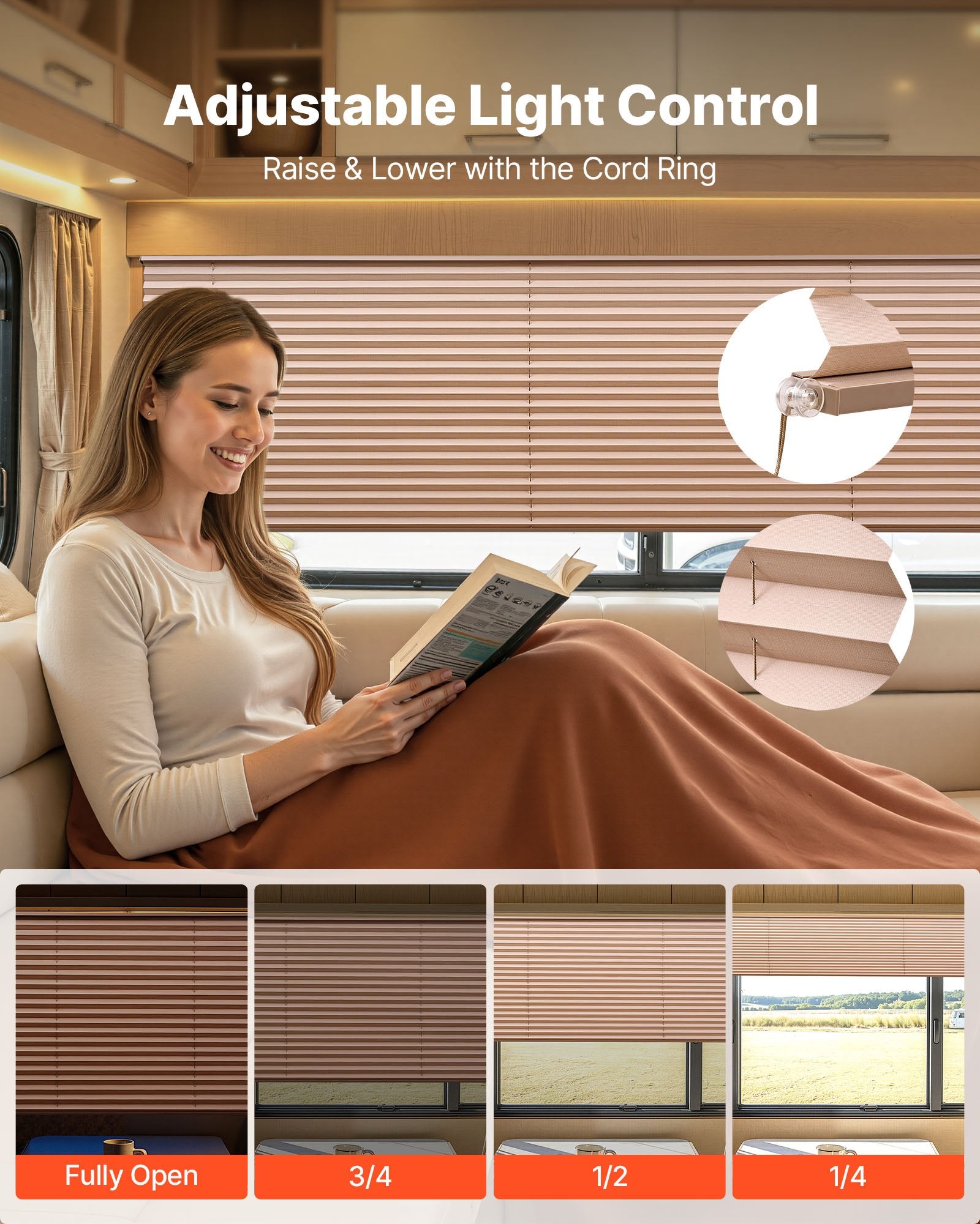 RV Pleated Shades For Camper Windows