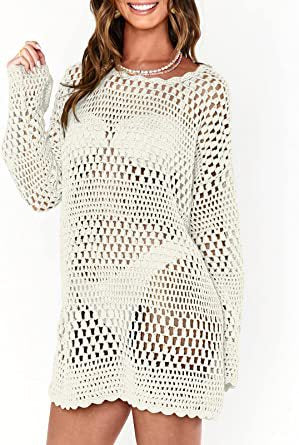 Woven Round Neck Beach Cover-Up