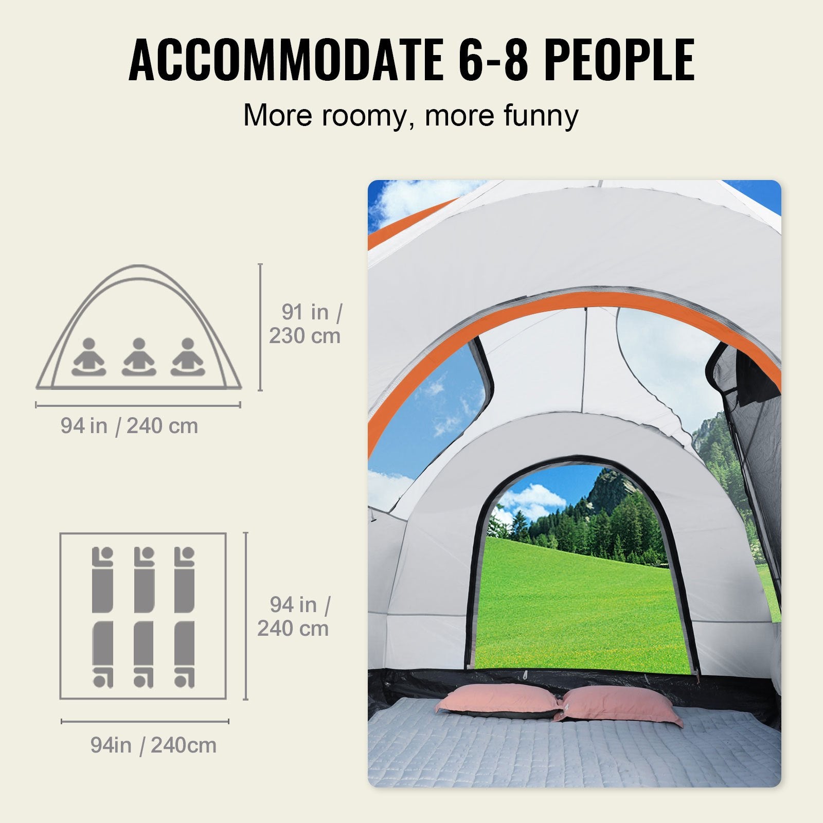 SUV Camping Tent 8 Ft SUV Attachment Tent 6–8 Person Waterproof Double Layer