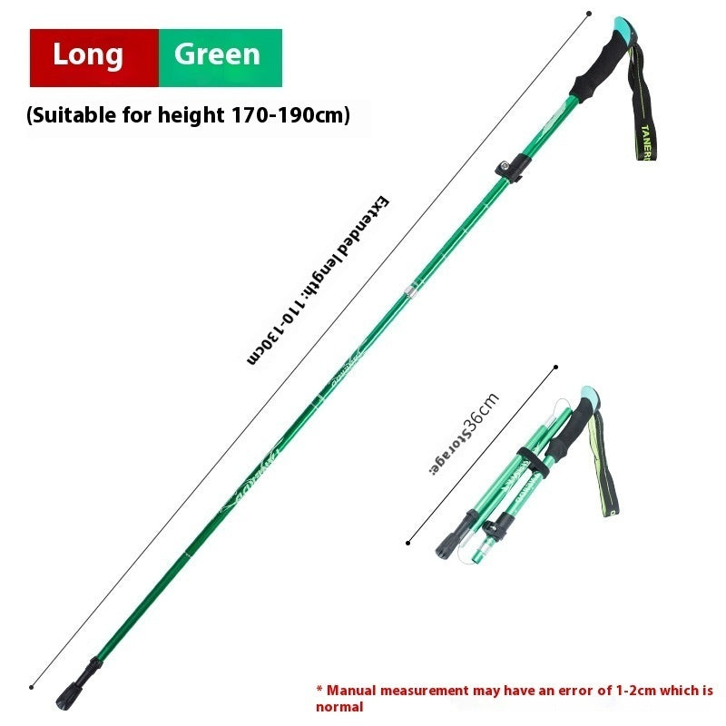 Alloy Foldable And Portable Telescopic Hand Hiking Alpenstock