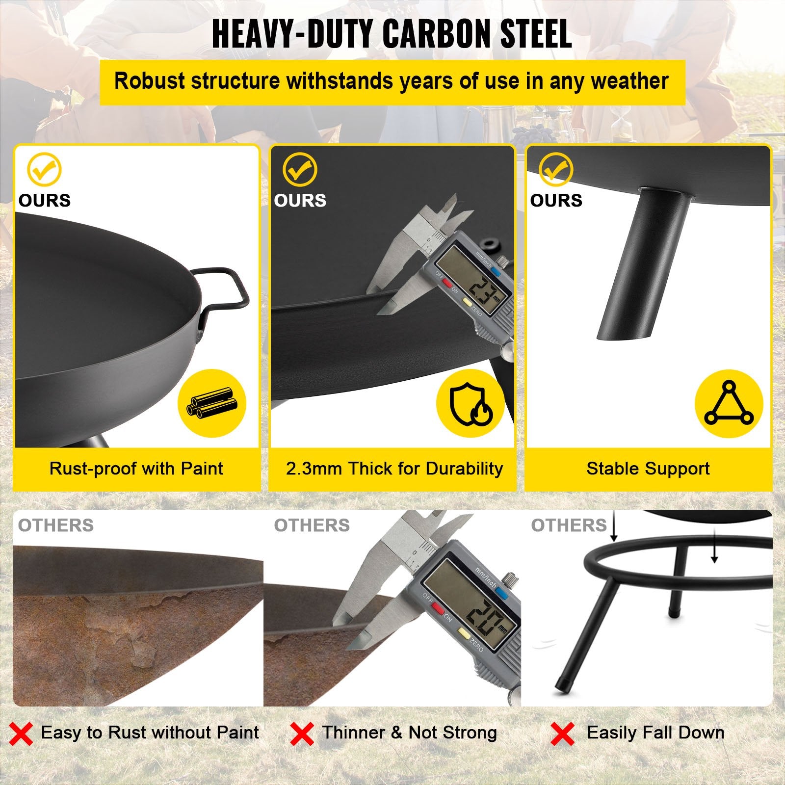 30 Inch Carbon Steel Fire Pit Bowl With Drain Hole