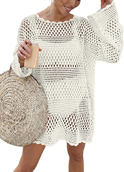 Woven Round Neck Beach Cover-Up