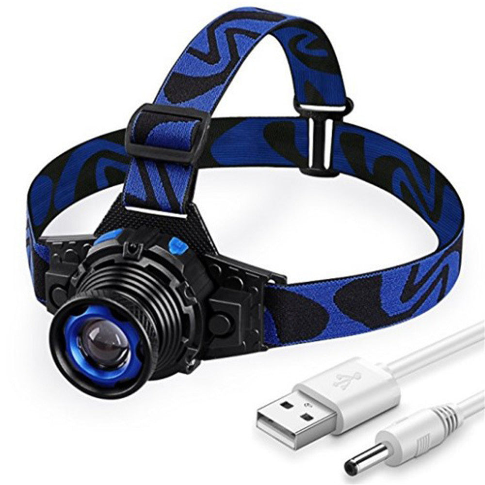 Rechargeable Polymer LED Headlamp Focus Beam Head-Mounted Camping Cycling Light