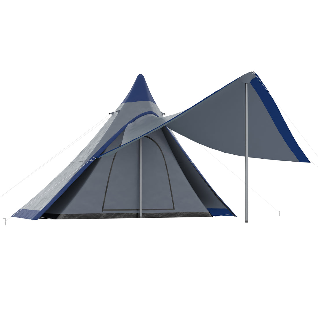 15.4×15.4×8.5 Ft Waterproof Teepee Camping Tent With Porch (Blue), 2–3 Person Outdoor Hiking Tent