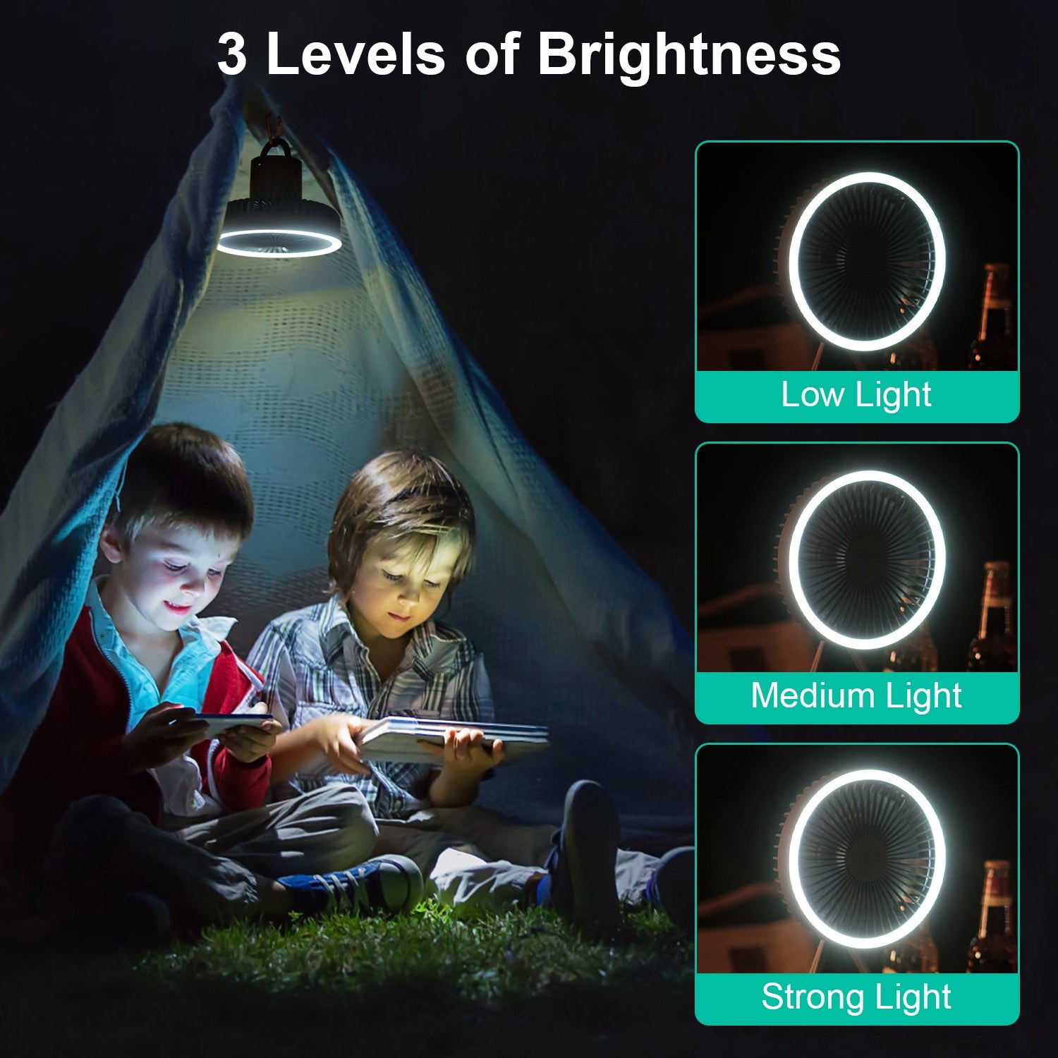 Rechargeable Camping Fan With LED Lantern