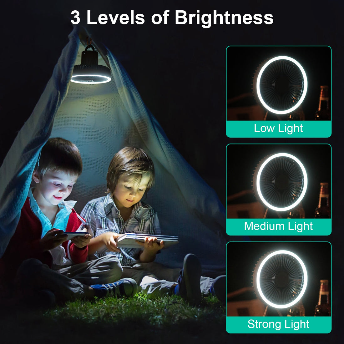 Rechargeable Camping Fan With LED Lantern