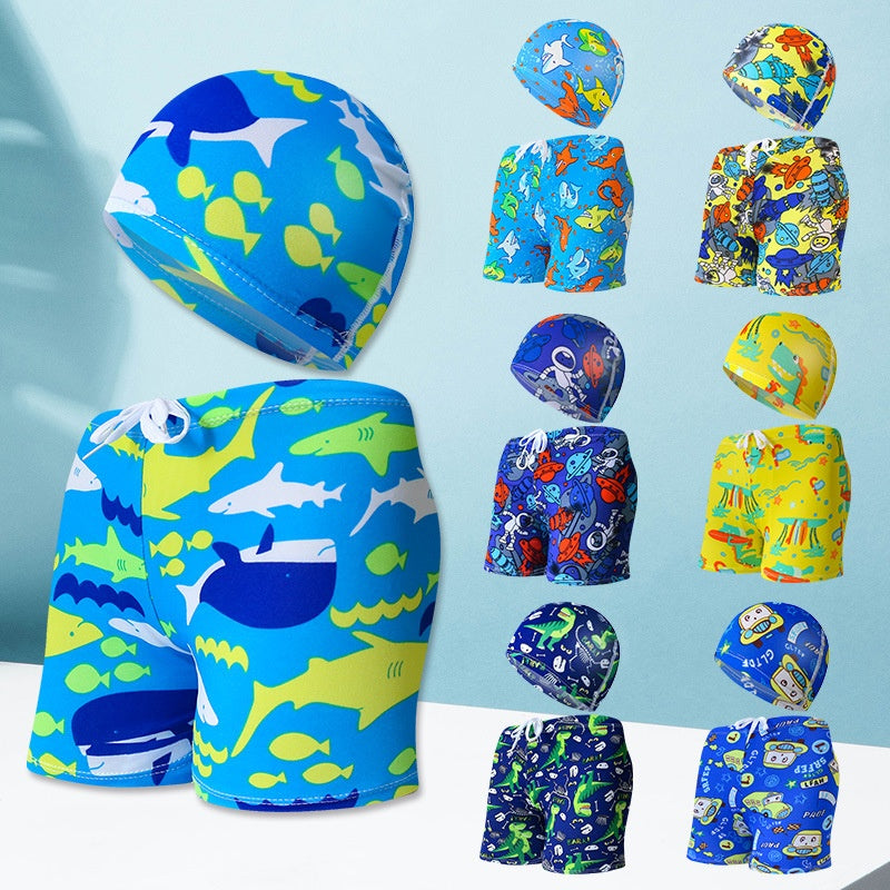 Children’s Swimming Trunks With Cap Beach Vacation Swim Set