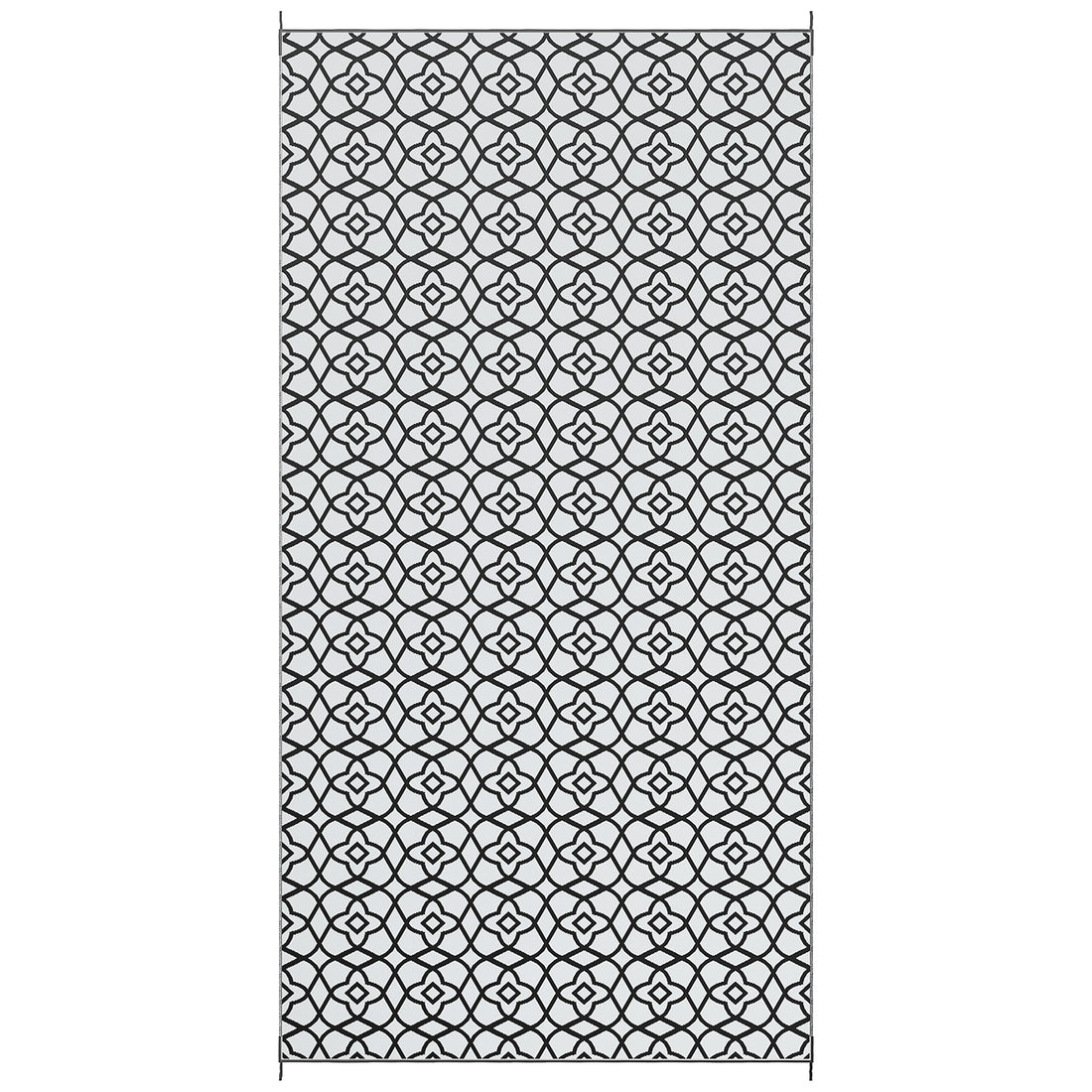 Reversible Black & White Clover Outdoor Rug