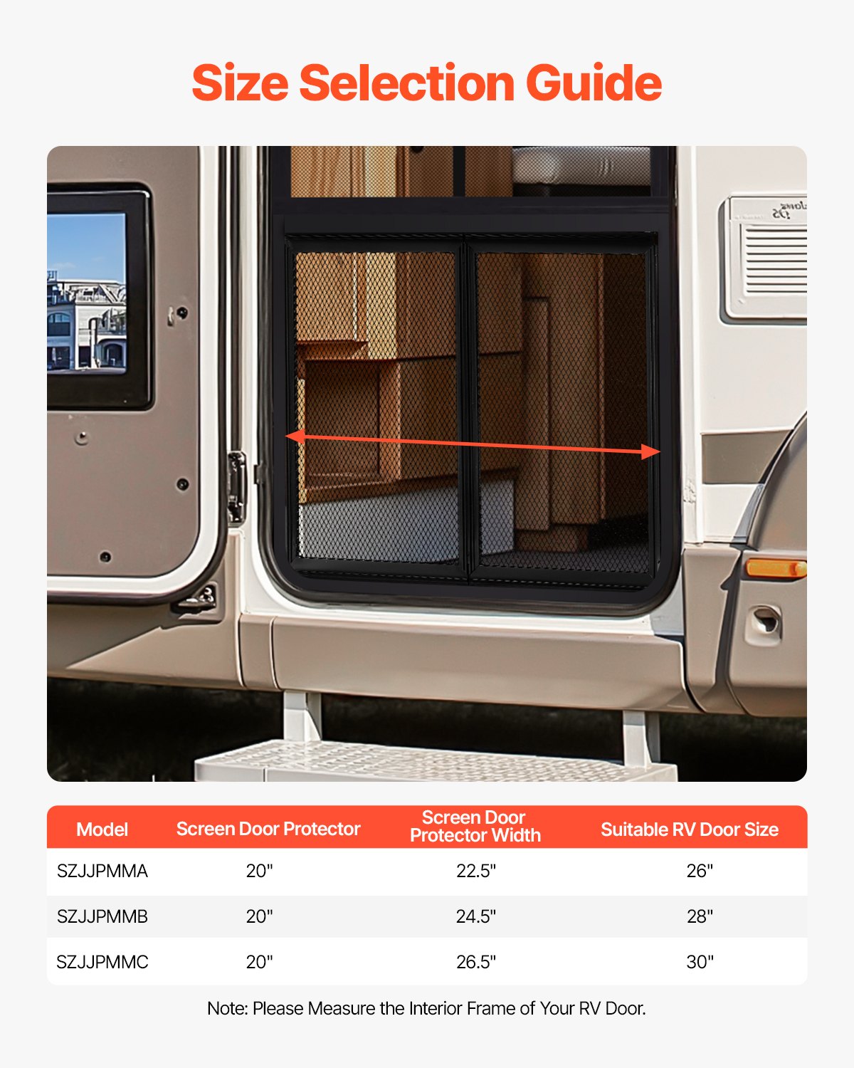 RV Screen Door Protector Aluminum Alloy Pet Mesh 24.5×20 Inch Black