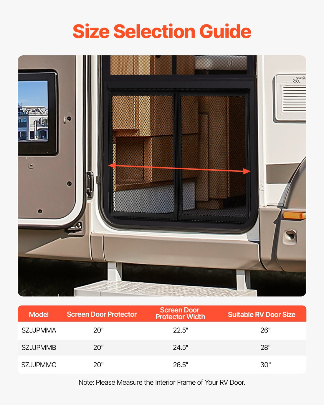 RV Screen Door Protector Aluminum Alloy Pet Mesh 24.5×20 Inch Black