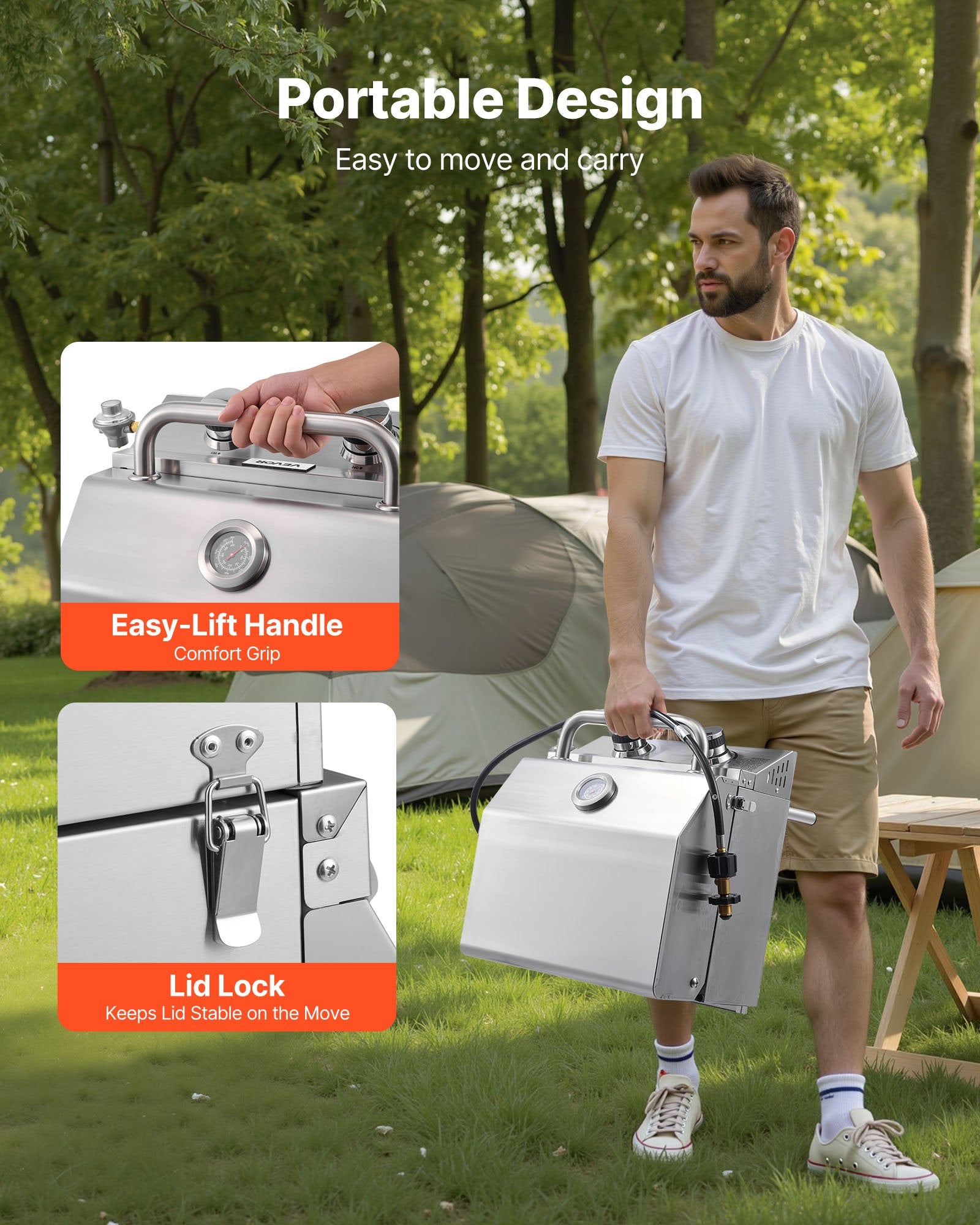 2-Burner Stainless Steel Portable Gas Grill