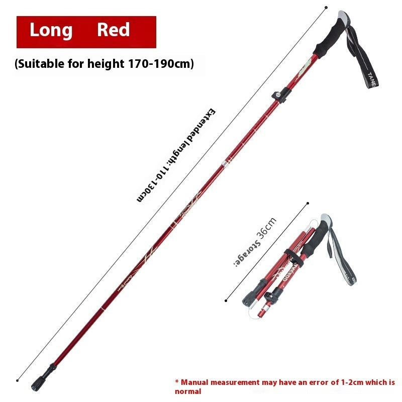 Alloy Foldable And Portable Telescopic Hand Hiking Alpenstock