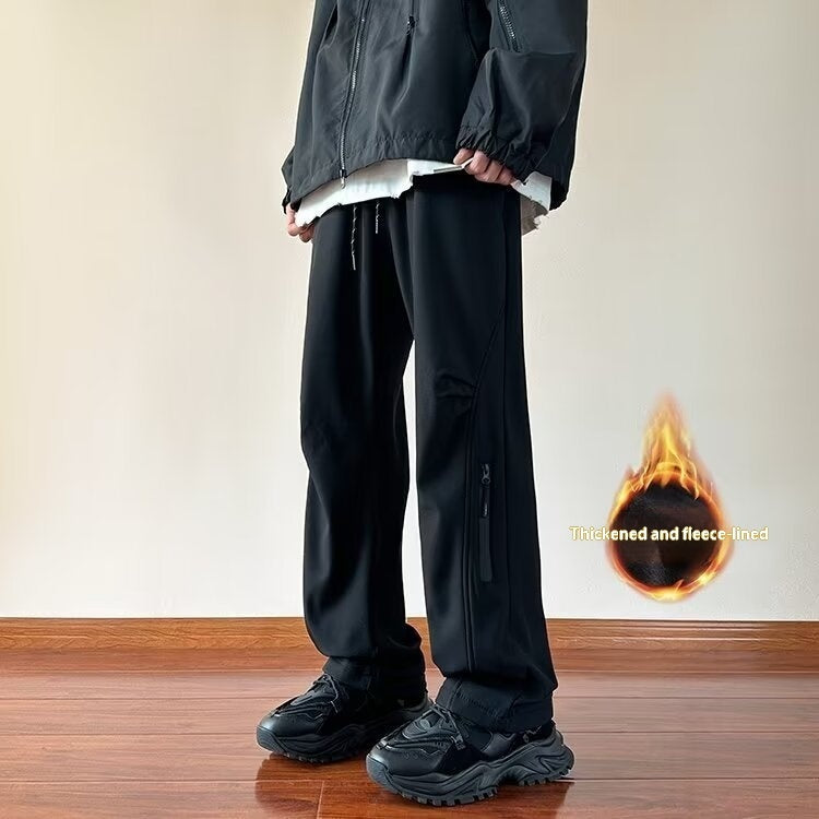 Fleece Lined Casual Work Hiking Pants Warm Outdoor Trousers