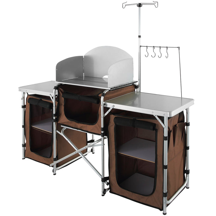 Folding Camping Kitchen Table With Storage Bag And Windscreen