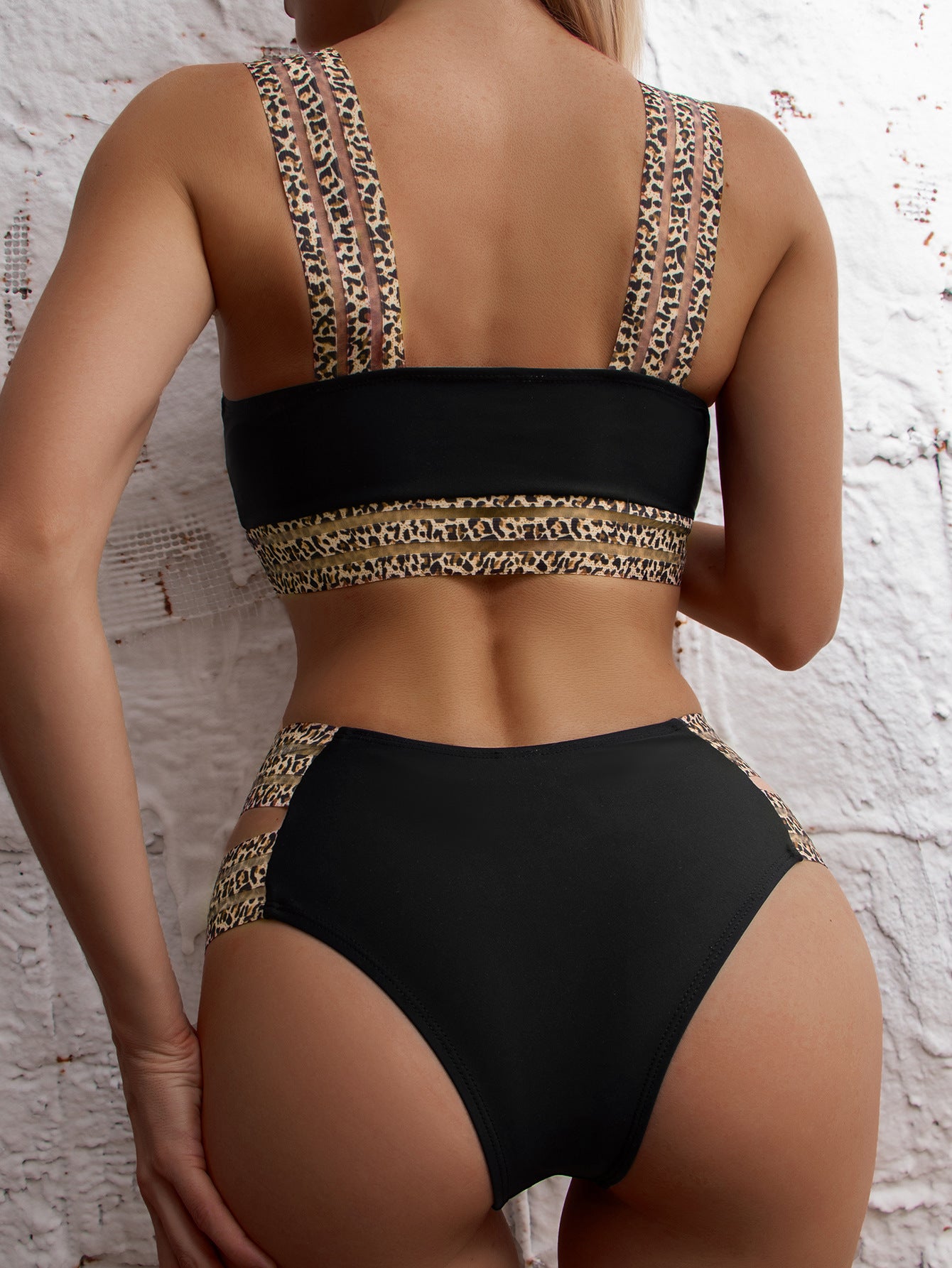 Women Leopard Print Bikini Swimwear With Ribbon