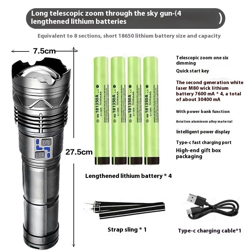 Multifunctional Zoom Strong Light Flashlight