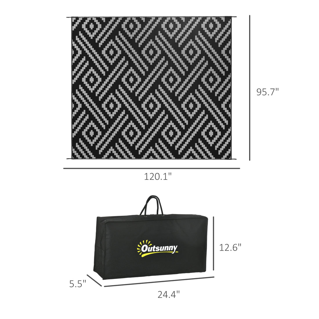 Reversible Outdoor RV Camping Rugs with Carry Bag